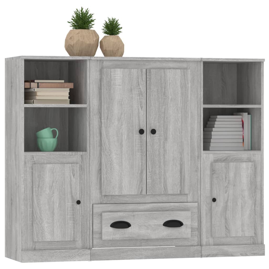 vidaXL Highboards 3 pcs Grey Sonoma Engineered Wood 4