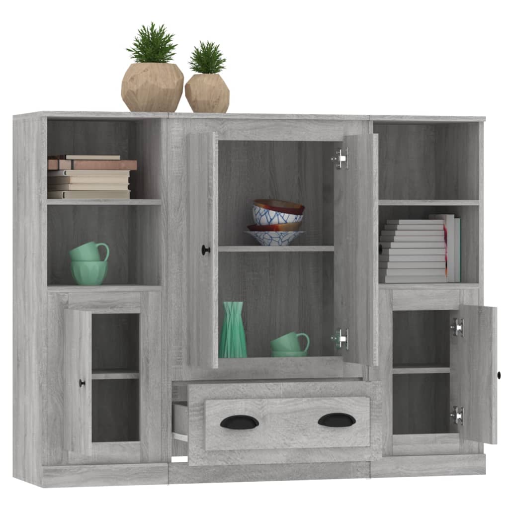 vidaXL Highboards 3 pcs Grey Sonoma Engineered Wood 5