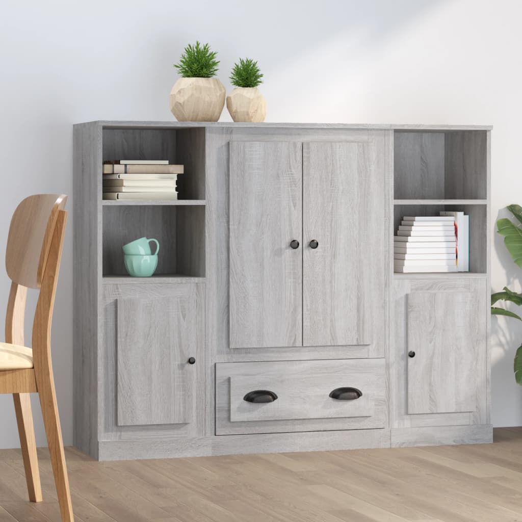 vidaXL Highboards 3 pcs Grey Sonoma Engineered Wood 1