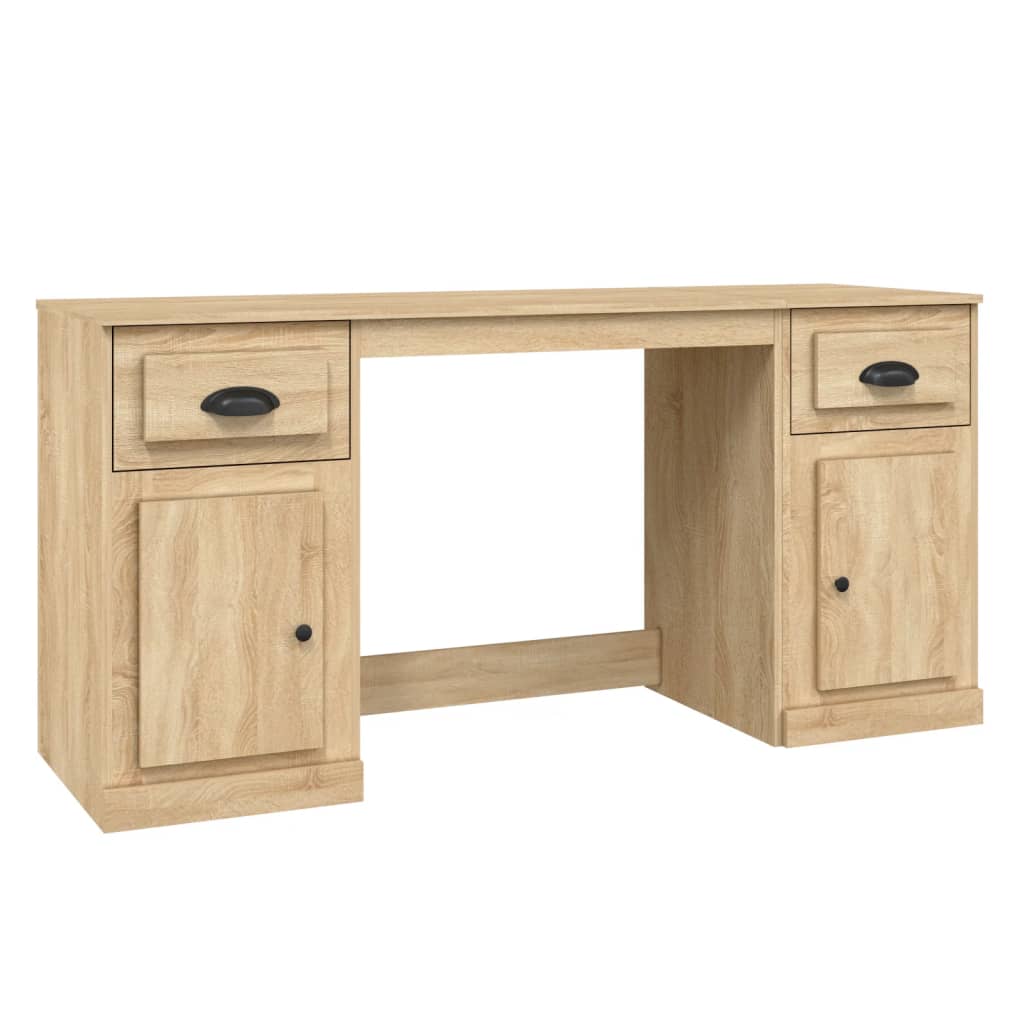 Desk with Cabinet Engineered Wood Sonoma oak