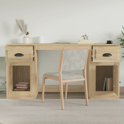 Desk with Cabinet Engineered Wood Sonoma oak
