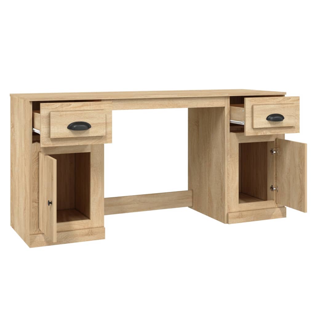Desk with Cabinet Engineered Wood Sonoma oak