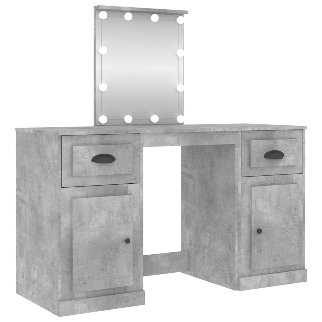 Dressing Table with LED 130x50x132,5 cm Concrete grey