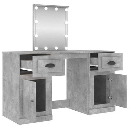 Dressing Table with LED 130x50x132,5 cm Concrete grey