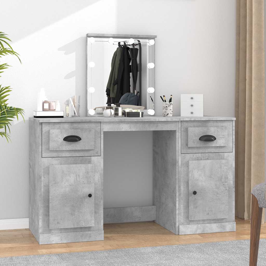 Dressing Table with LED 130x50x132,5 cm Concrete grey