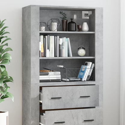 vidaXL Highboard Concrete Grey Engineered Wood 4
