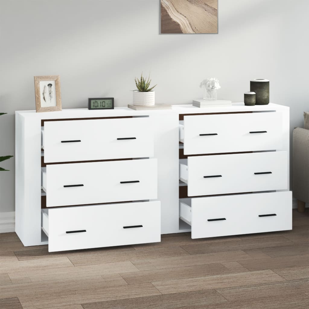 vidaXL Sideboards 2 pcs White Engineered Wood 3