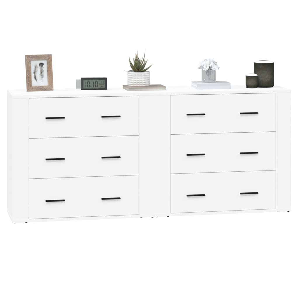 vidaXL Sideboards 2 pcs White Engineered Wood 6