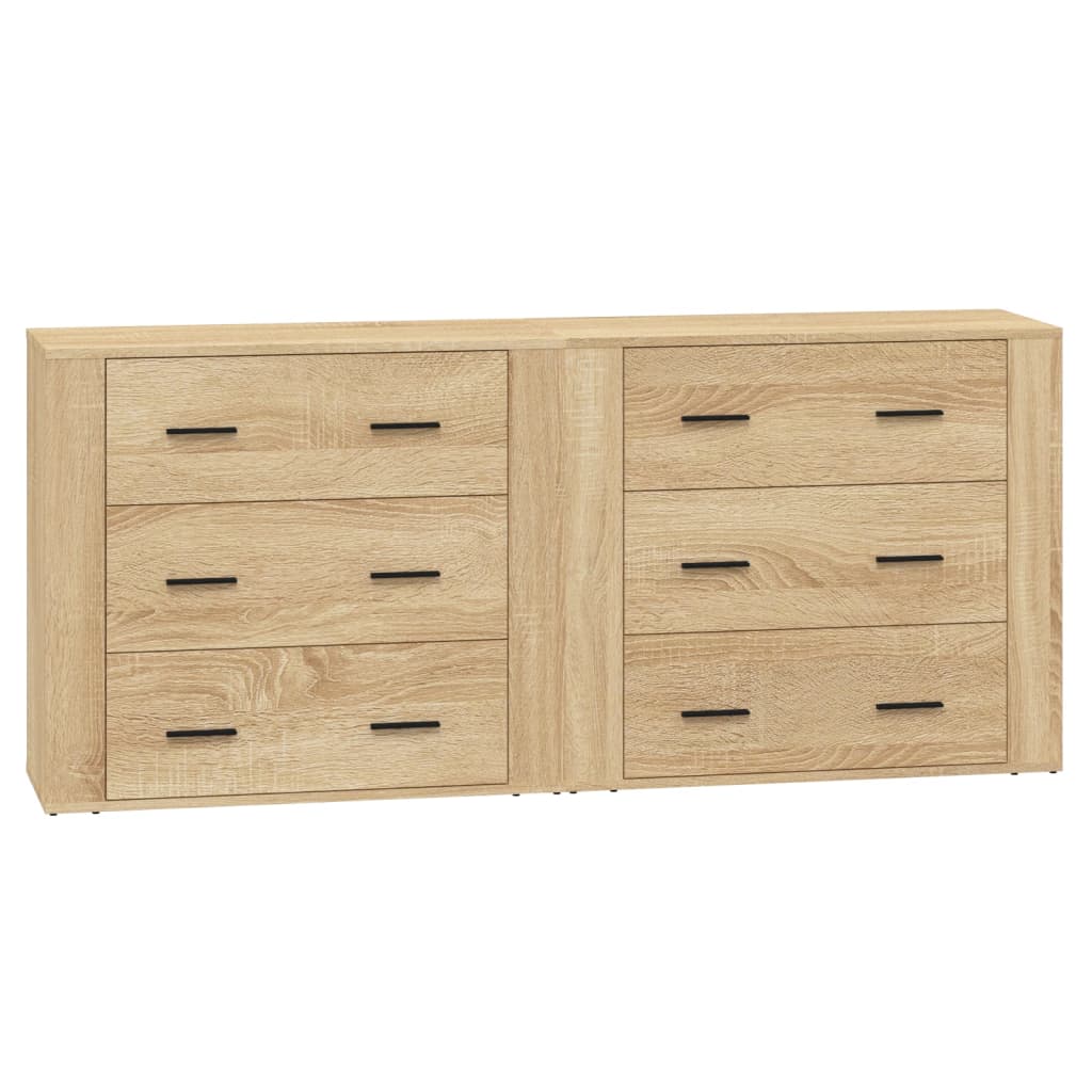 vidaXL Sideboards 2 pcs Sonoma Oak Engineered Wood 2