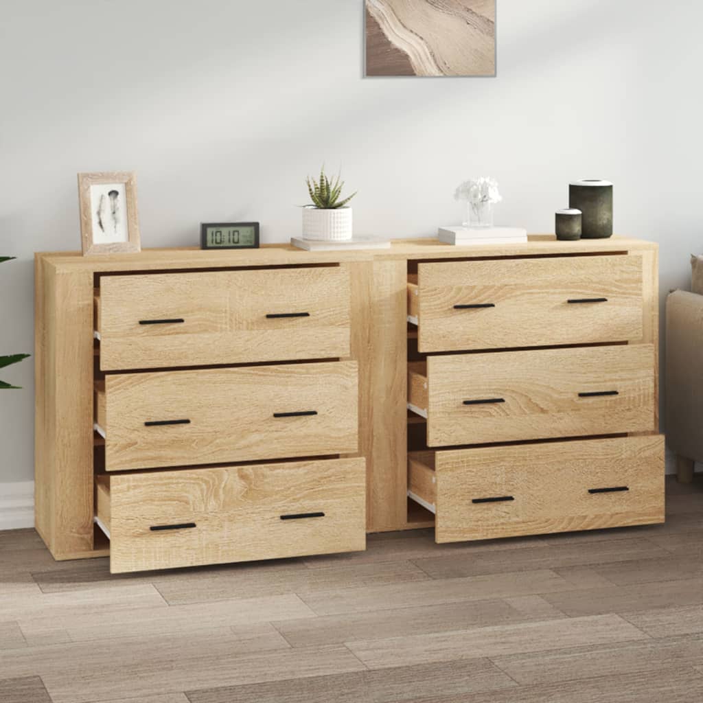 vidaXL Sideboards 2 pcs Sonoma Oak Engineered Wood 3