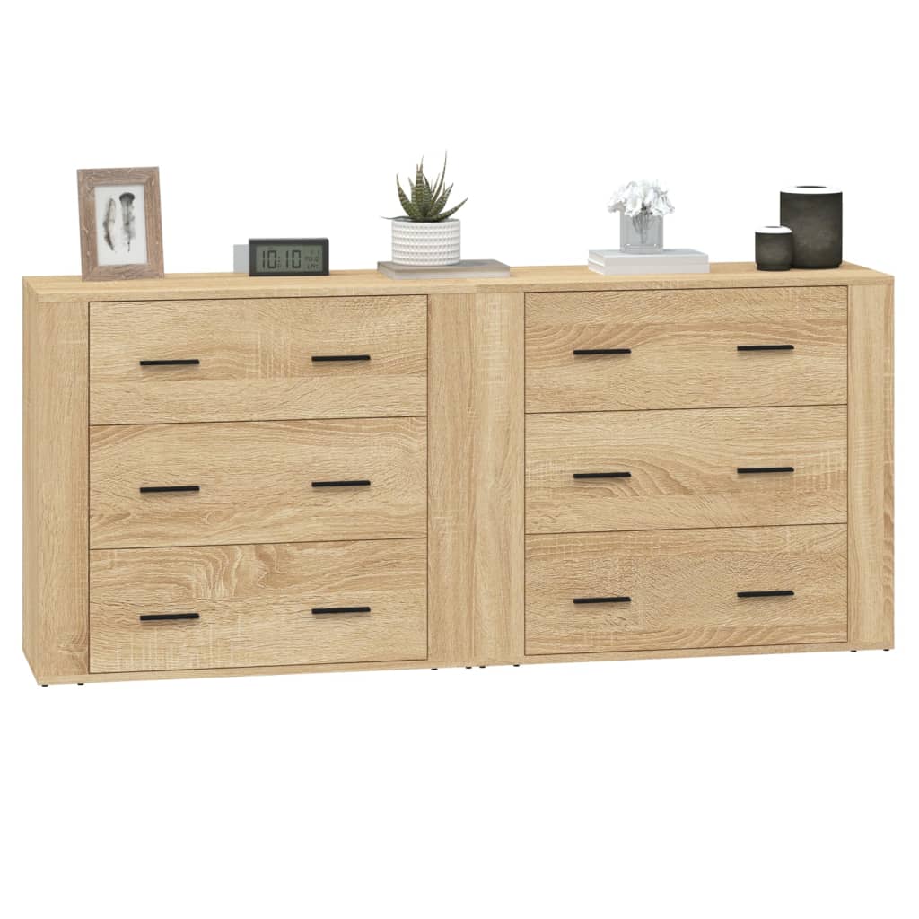 vidaXL Sideboards 2 pcs Sonoma Oak Engineered Wood 6