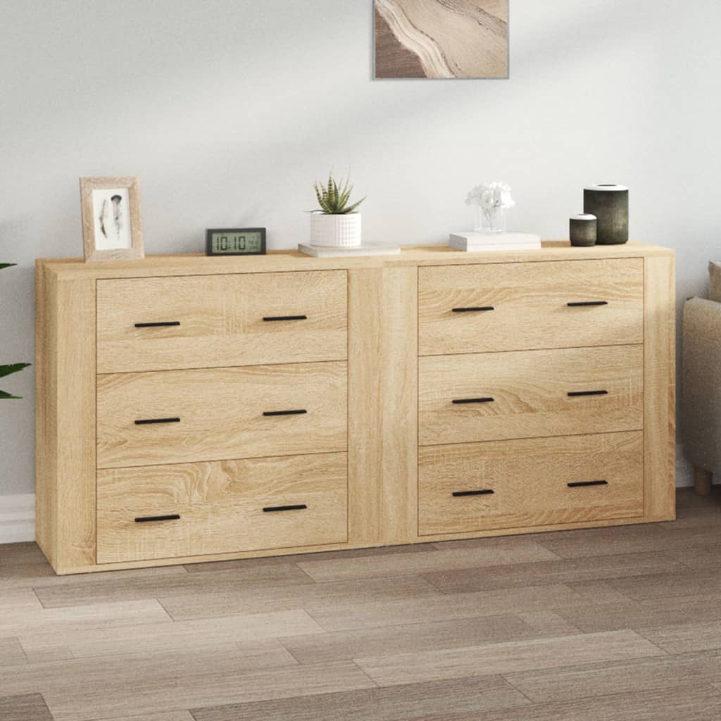 vidaXL Sideboards 2 pcs Sonoma Oak Engineered Wood 1