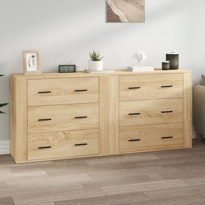 vidaXL Sideboards 2 pcs Sonoma Oak Engineered Wood 1