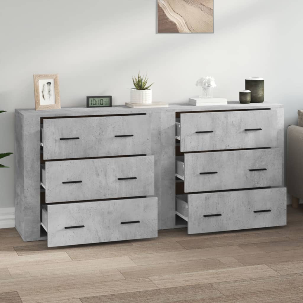 vidaXL Sideboards 2 pcs Concrete Grey Engineered Wood 3