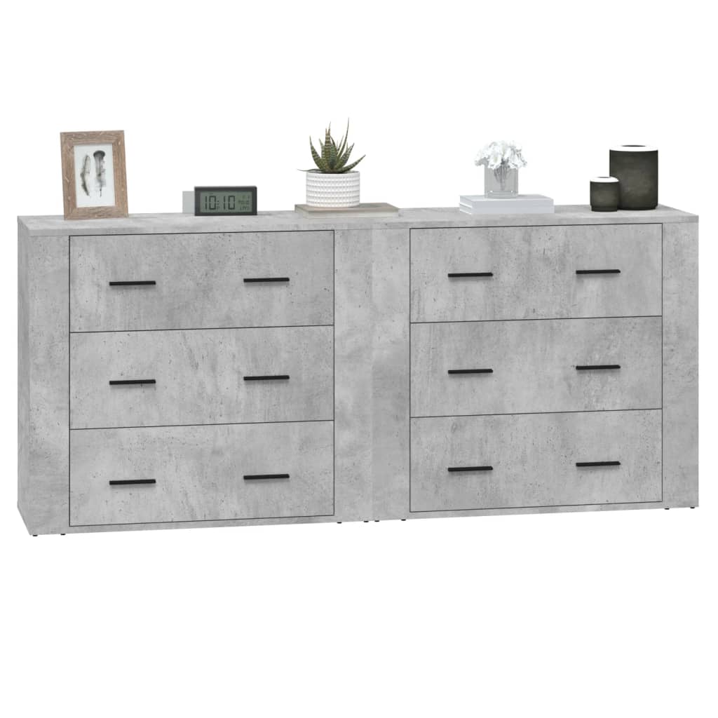 vidaXL Sideboards 2 pcs Concrete Grey Engineered Wood 6