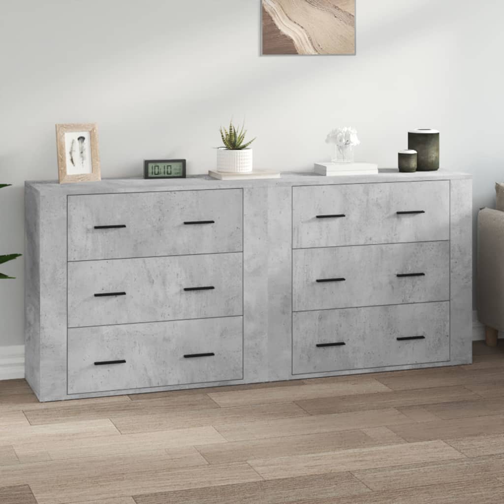 vidaXL Sideboards 2 pcs Concrete Grey Engineered Wood 1