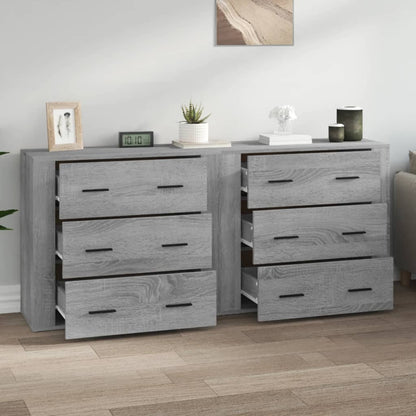 vidaXL Sideboards 2 pcs Grey Sonoma Engineered Wood 3