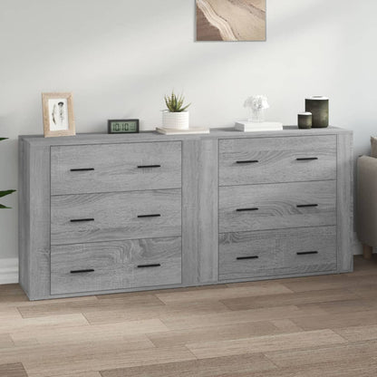 vidaXL Sideboards 2 pcs Grey Sonoma Engineered Wood 1
