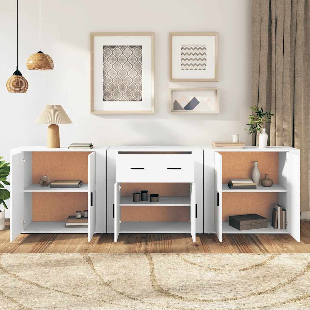 vidaXL Sideboards 3 pcs White Engineered Wood 3
