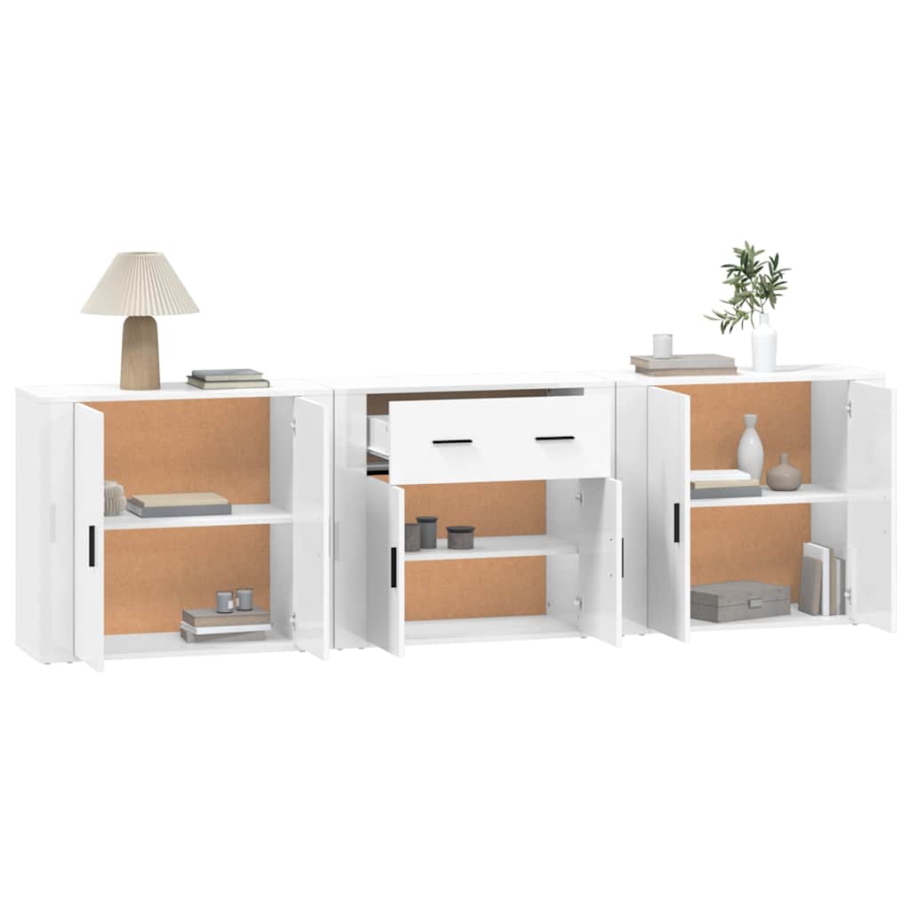 vidaXL Sideboards 3 pcs White Engineered Wood 4