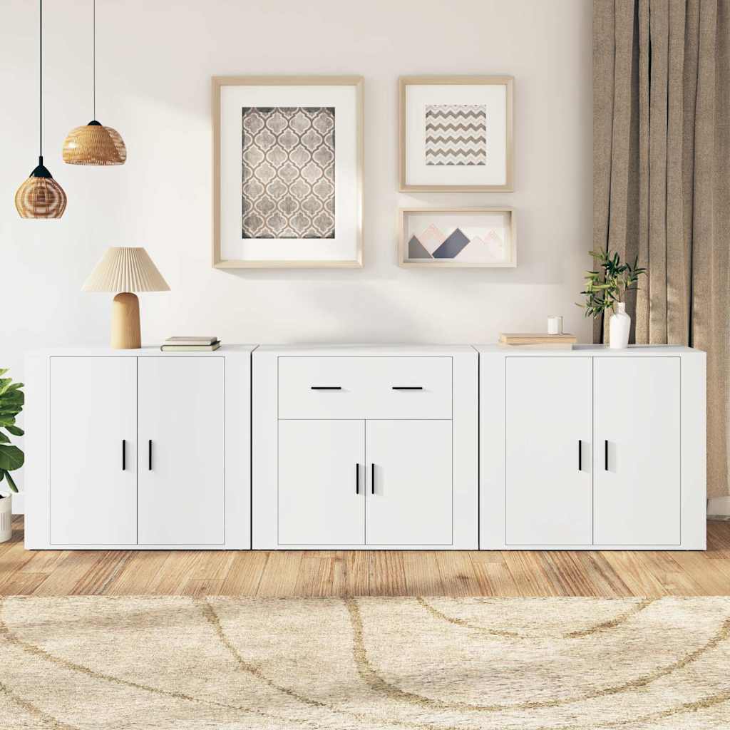 vidaXL Sideboards 3 pcs White Engineered Wood 1