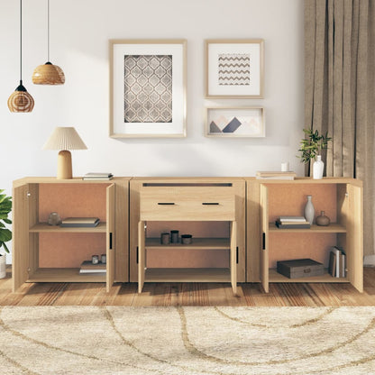vidaXL Sideboards 3 pcs Sonoma Oak Engineered Wood 3