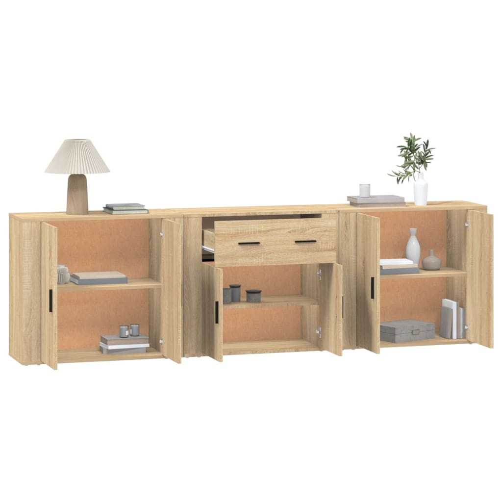 vidaXL Sideboards 3 pcs Sonoma Oak Engineered Wood 4