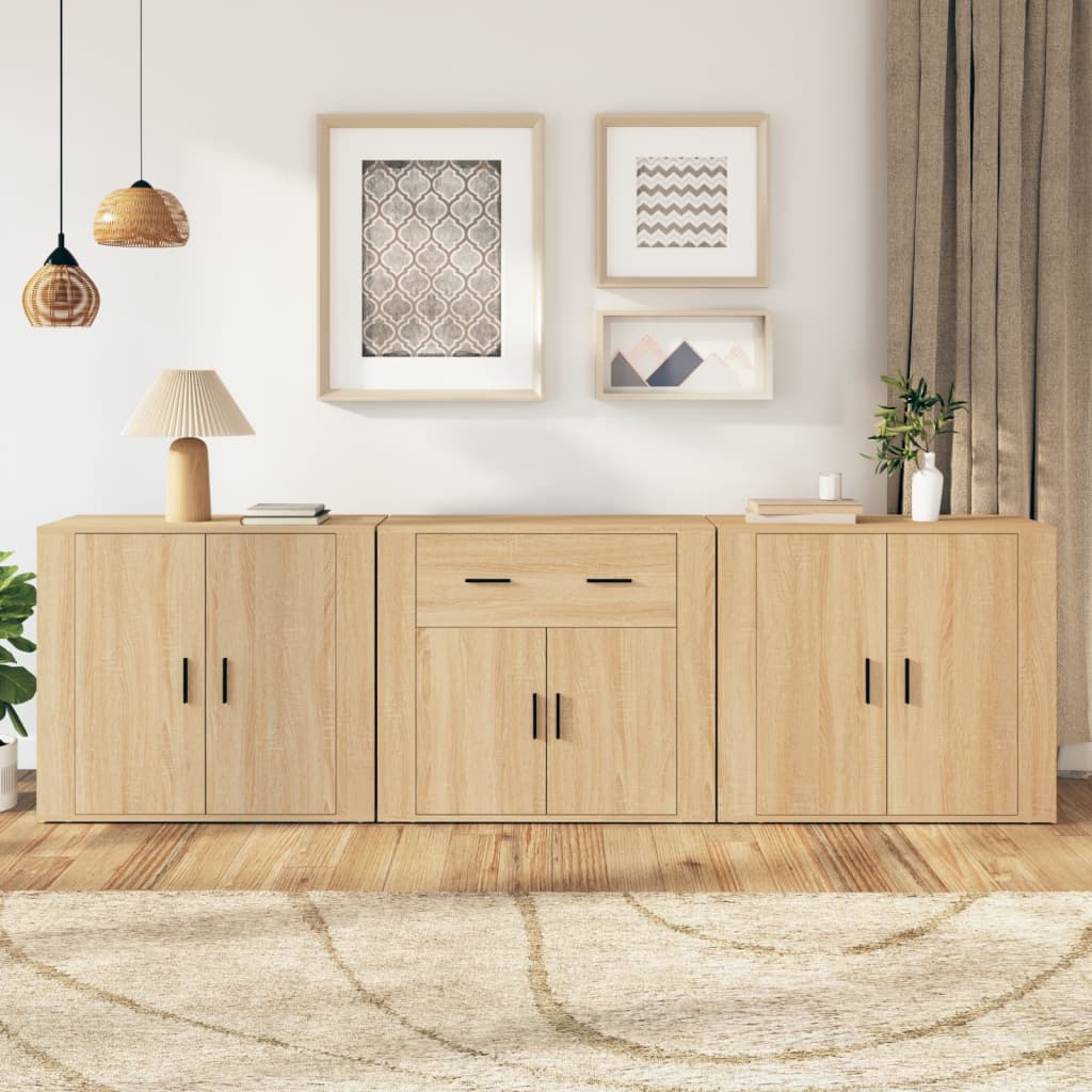 vidaXL Sideboards 3 pcs Sonoma Oak Engineered Wood 1