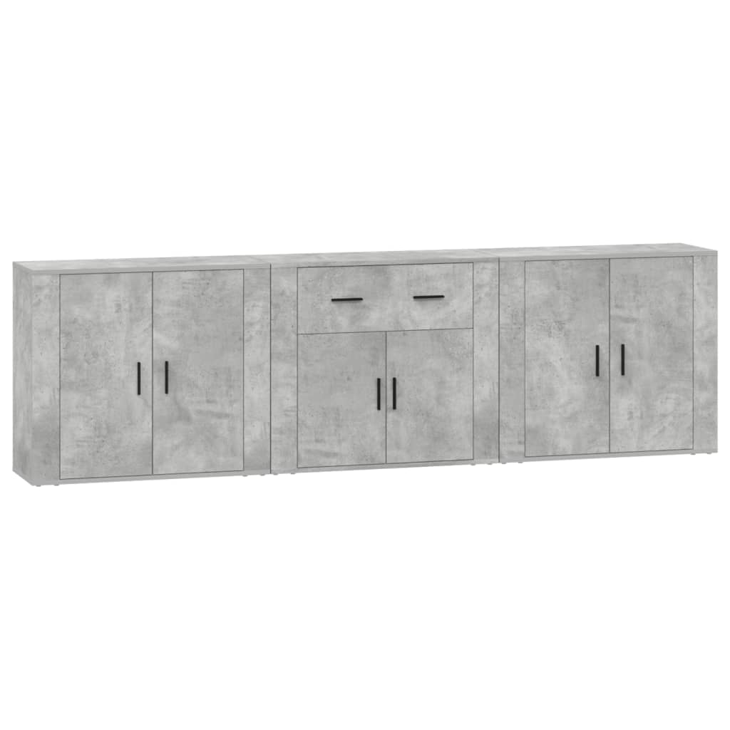 Sideboards 3 pcs Engineered Wood Concrete grey