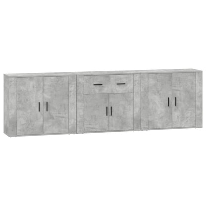 Sideboards 3 pcs Engineered Wood Concrete grey