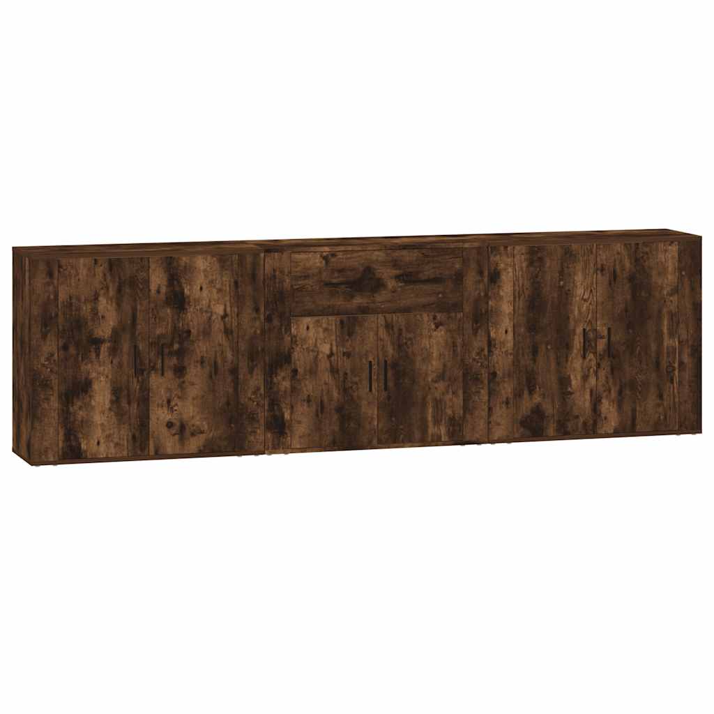 Sideboards 3 pcs Engineered Wood Smoked oak