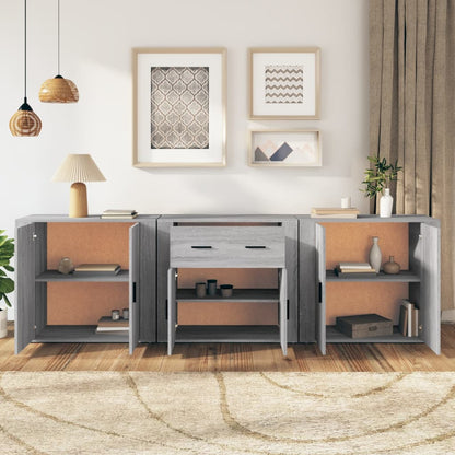 vidaXL Sideboards 3 pcs Grey Sonoma Engineered Wood 3