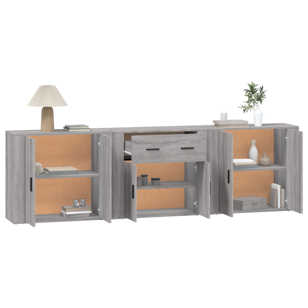 vidaXL Sideboards 3 pcs Grey Sonoma Engineered Wood 4
