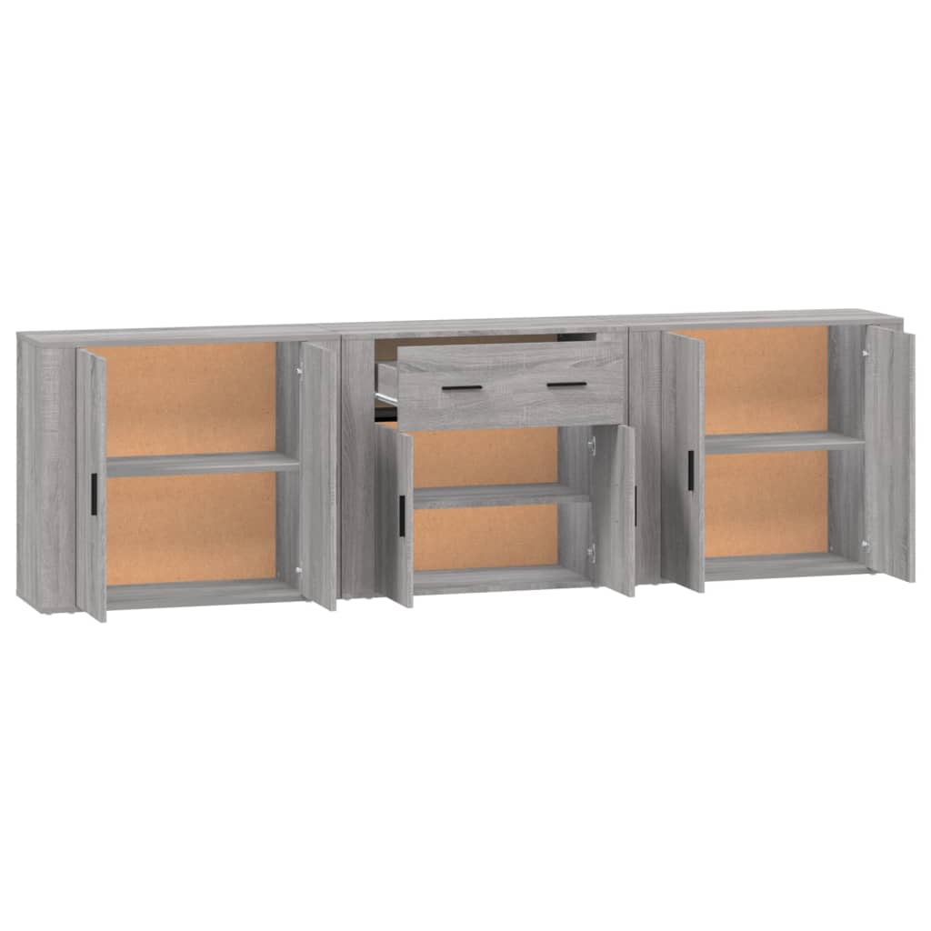vidaXL Sideboards 3 pcs Grey Sonoma Engineered Wood 5