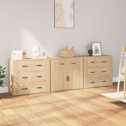 Sideboards 3 pcs Engineered Wood Sonoma oak