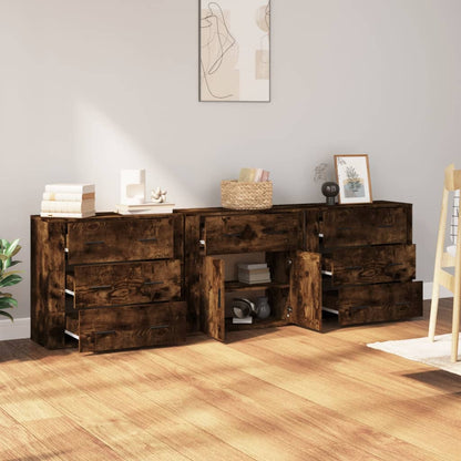 vidaXL Sideboards 3 pcs Smoked Oak Engineered Wood 3