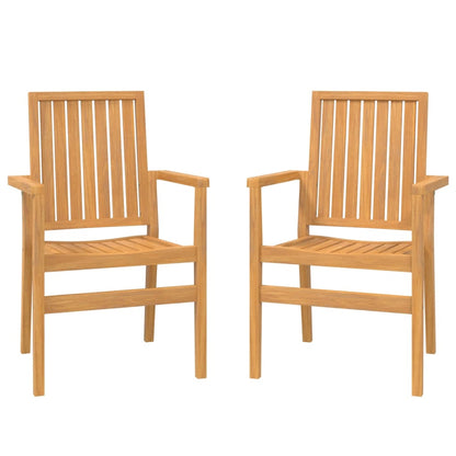 vidaXL Stackable Garden Chairs 2 pcs 56.5x57.5x91 cm Solid Wood Teak 2