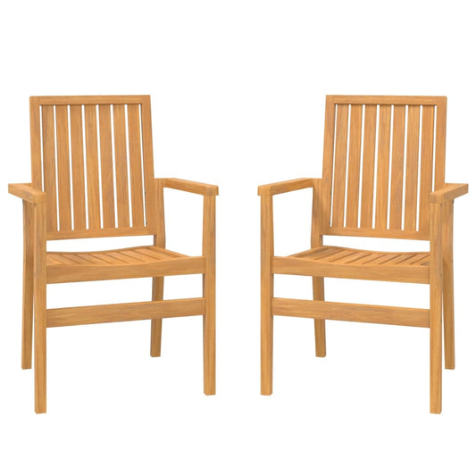 vidaXL Stackable Garden Chairs 2 pcs 56.5x57.5x91 cm Solid Wood Teak 2