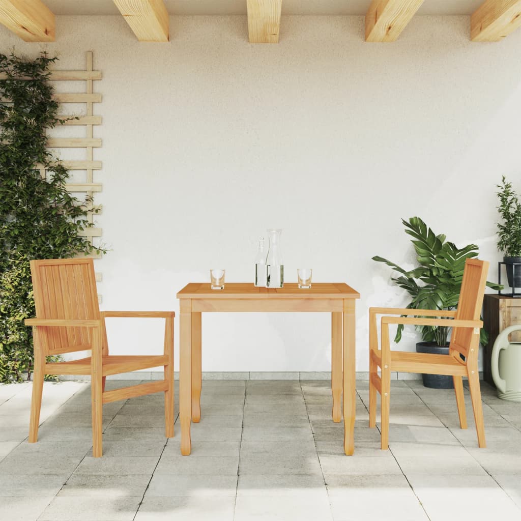 vidaXL Stackable Garden Chairs 2 pcs 56.5x57.5x91 cm Solid Wood Teak 1