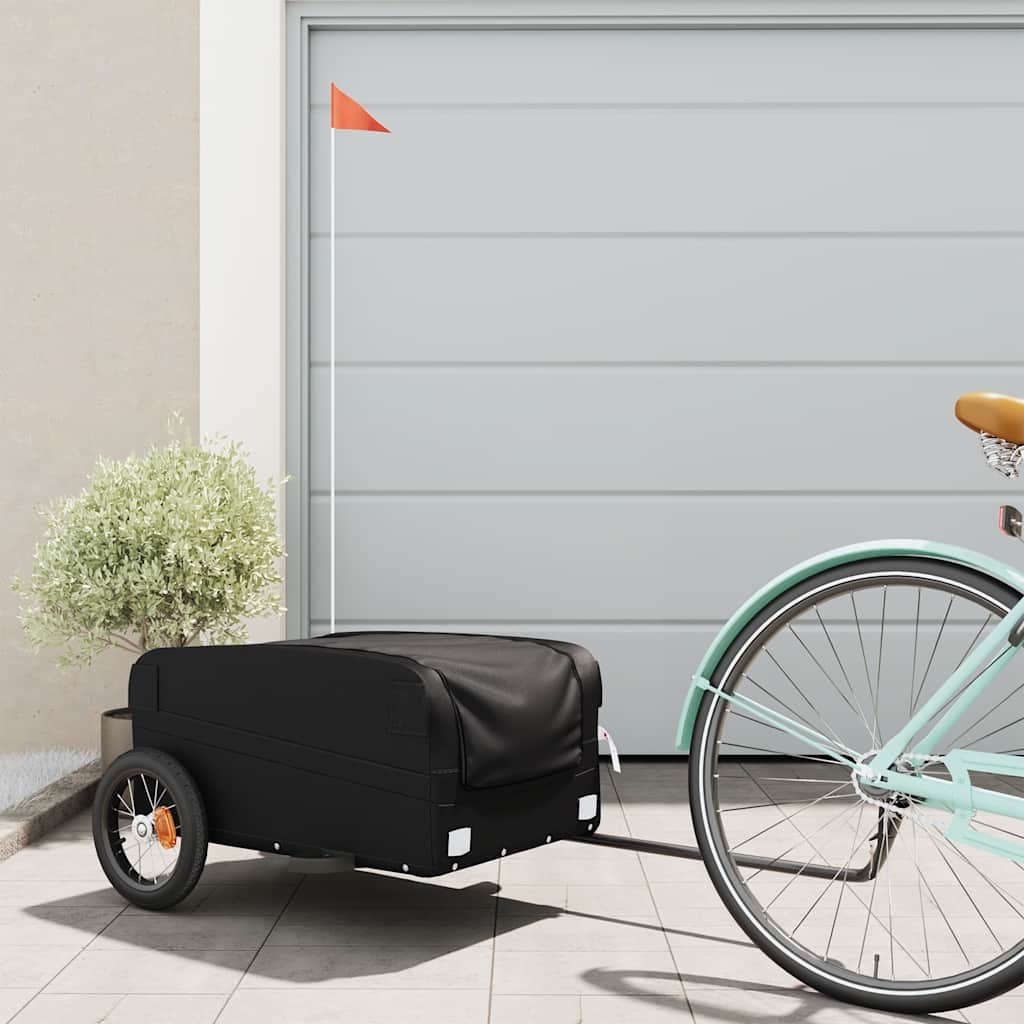 Bike Trailer Black and 30 kg Iron Width 122 cm Black 42.5 cm 52.5 cm
