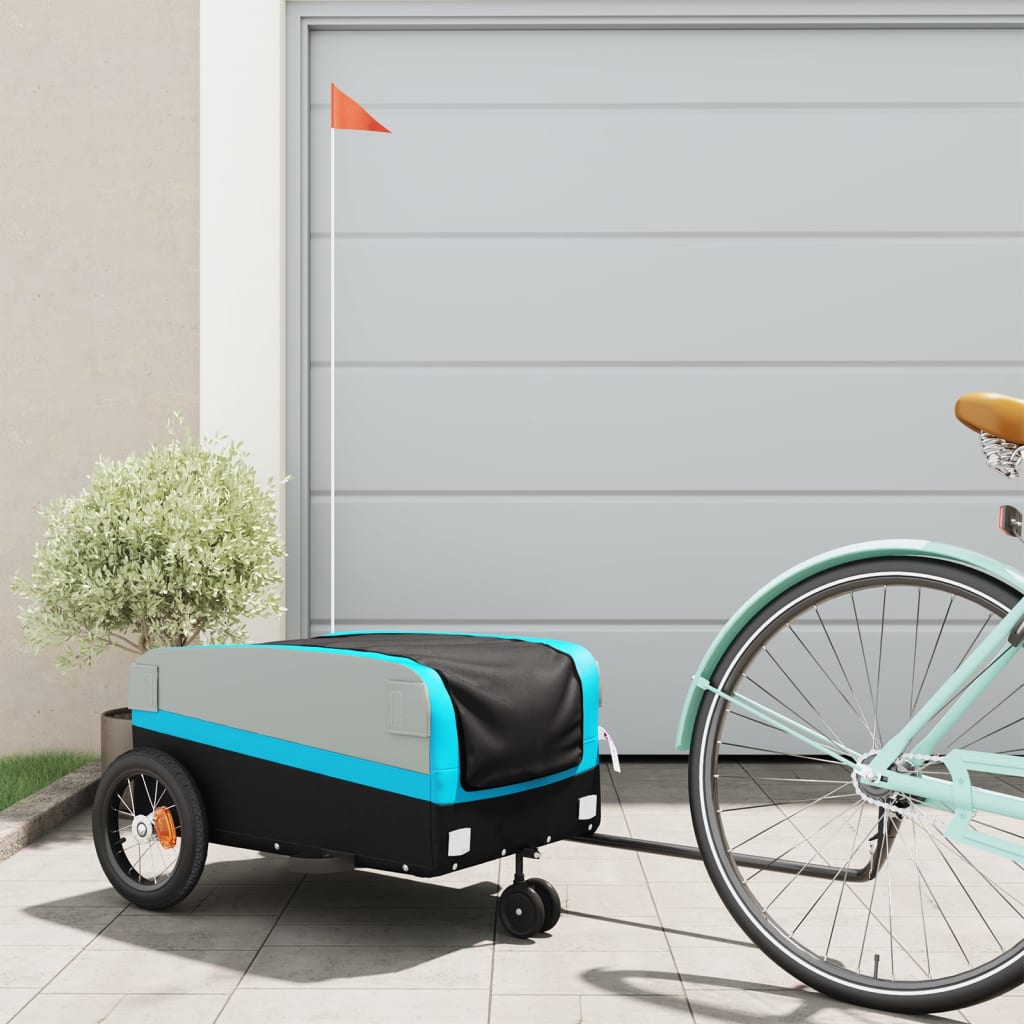 Bike Trailer Black and 30 kg Iron Width 122 cm Blue 53 cm 53 cm