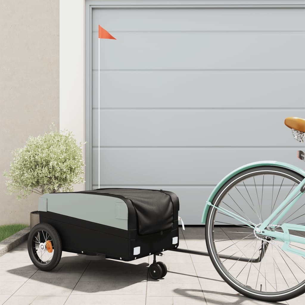 Bike Trailer Black and 30 kg Iron Width 122 cm Black 53 cm 53 cm