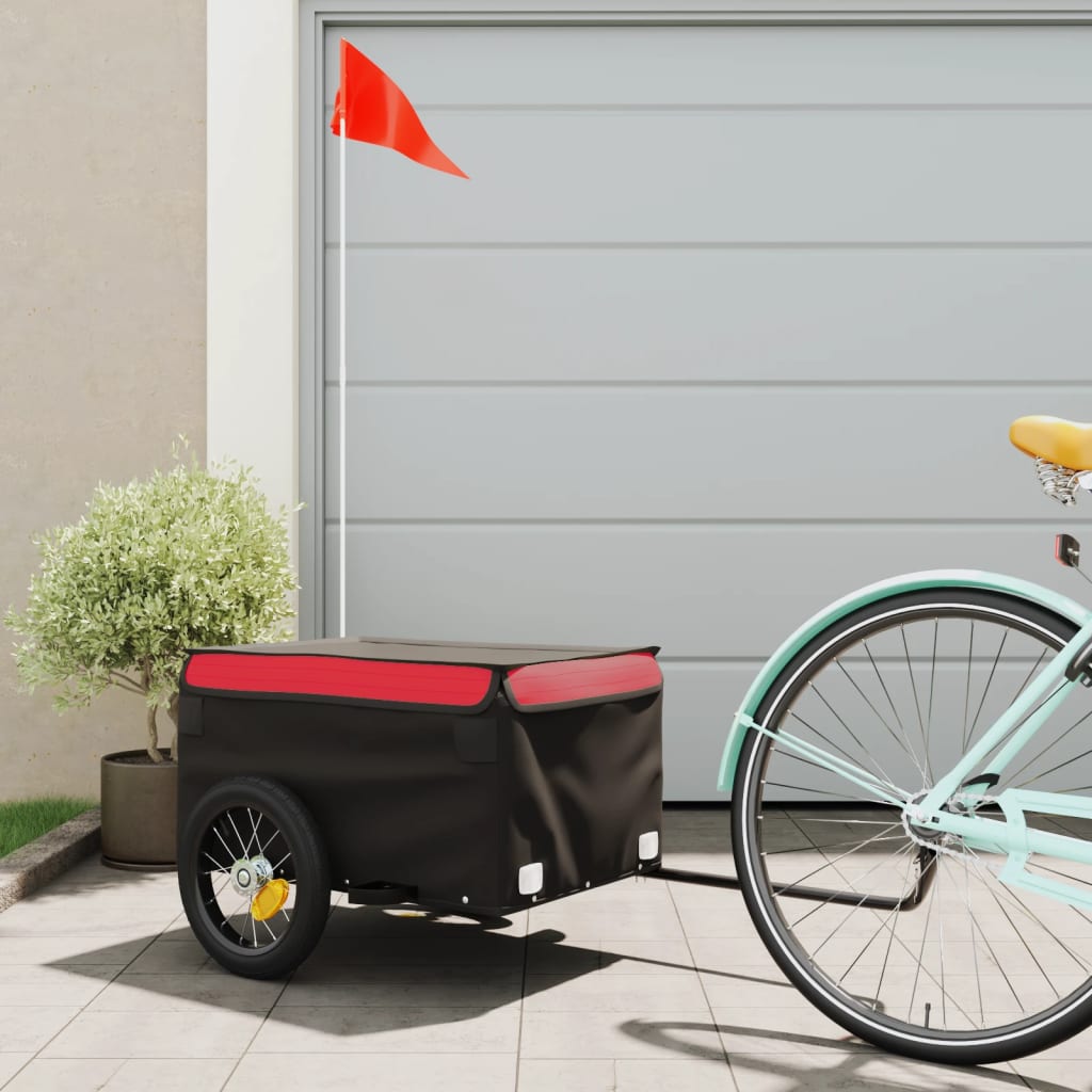 Bike Trailer Black and 30 kg Iron Height 44 cm Red