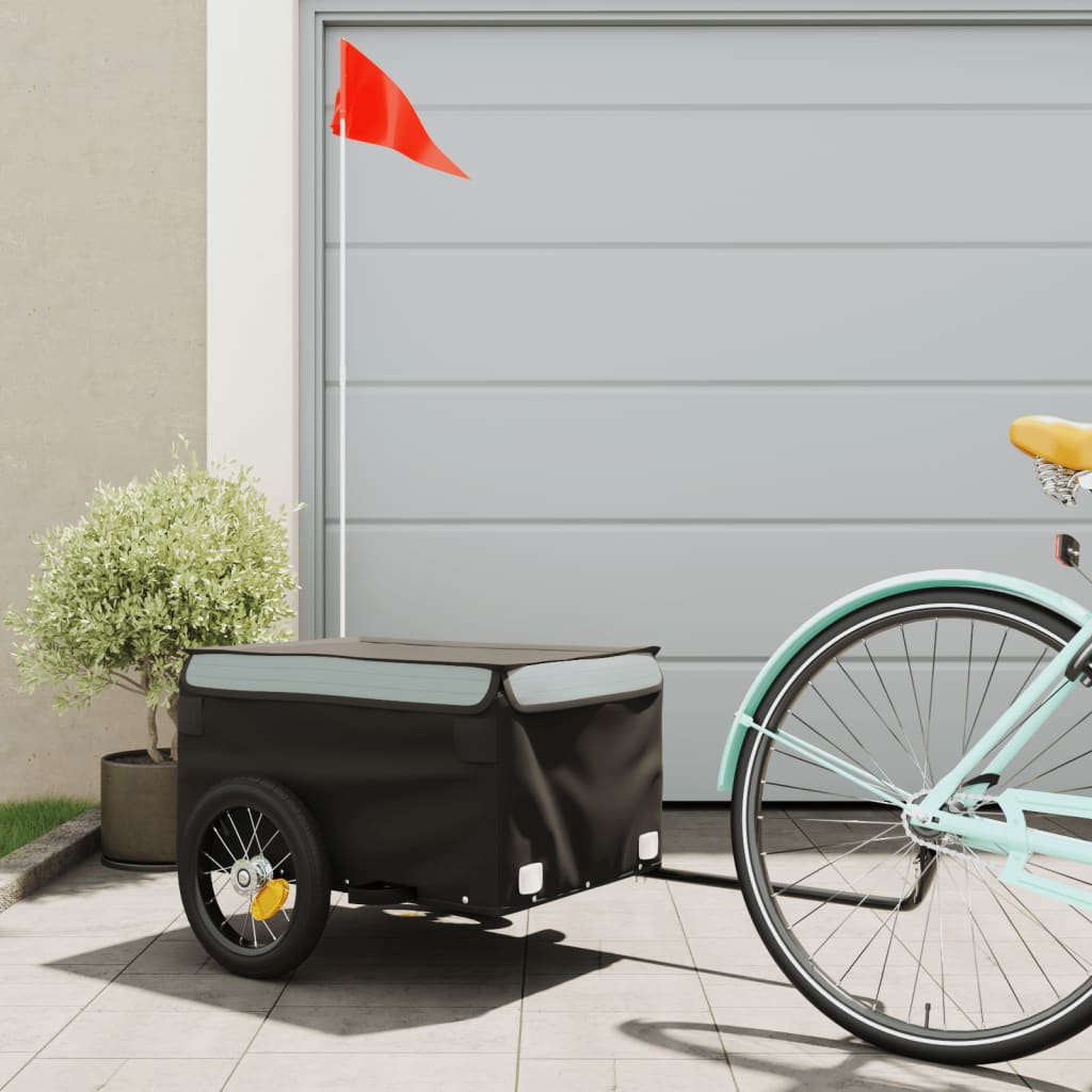 Bike Trailer Black and 30 kg Iron Height 44 cm Grey