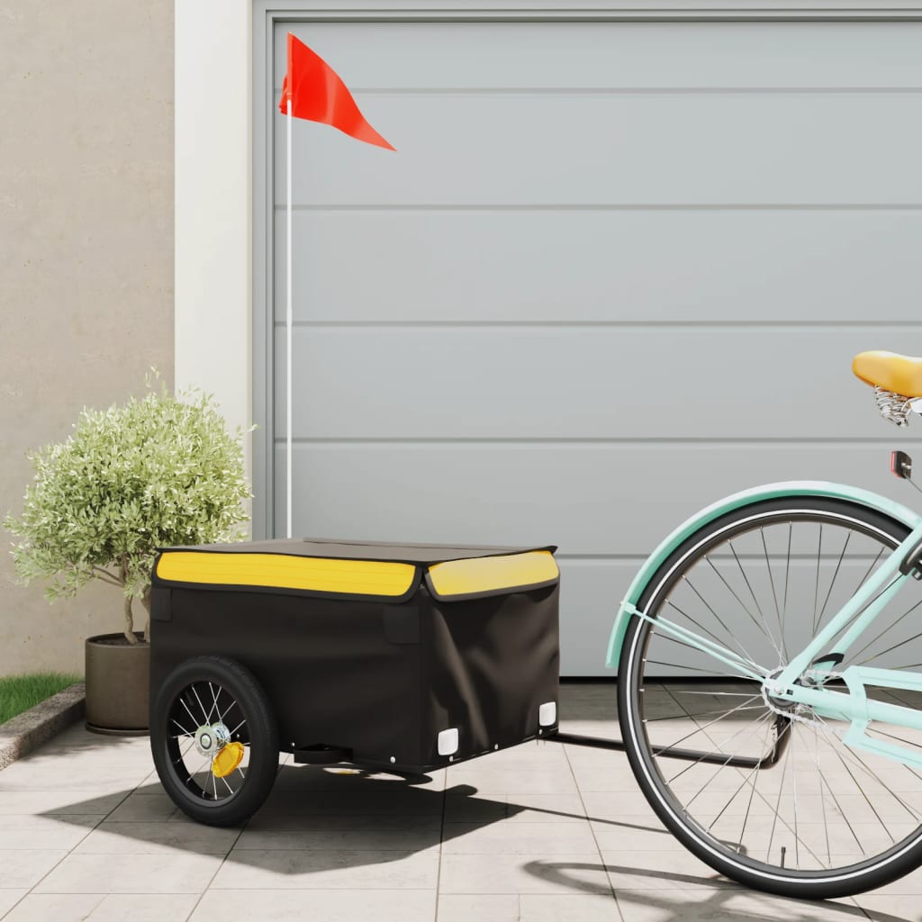 Bike Trailer Black and 30 kg Iron Height 44 cm Yellow