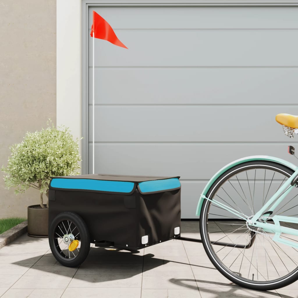 Bike Trailer Black and 30 kg Iron Height 44 cm Blue
