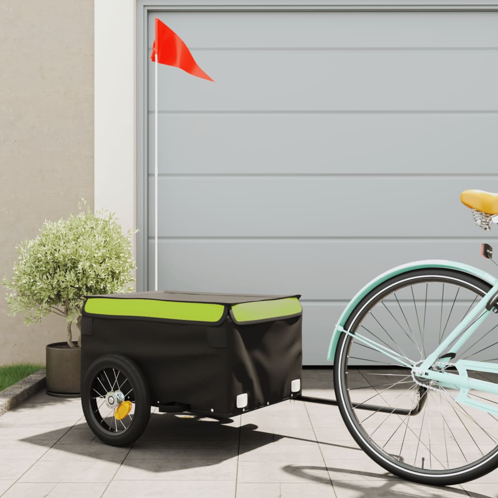 Bike Trailer Black and 30 kg Iron Height 44 cm Green