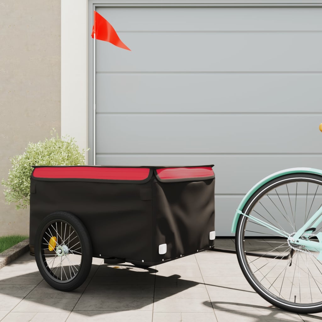 Bike Trailer Black and 45 kg Iron Height 59 cm Red 134 cm 69 cm