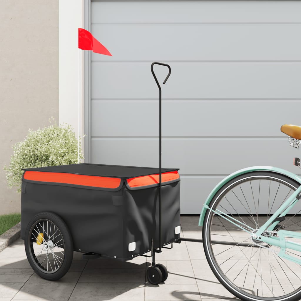 Bike Trailer Black and 30 kg Iron Height 45 cm Orange