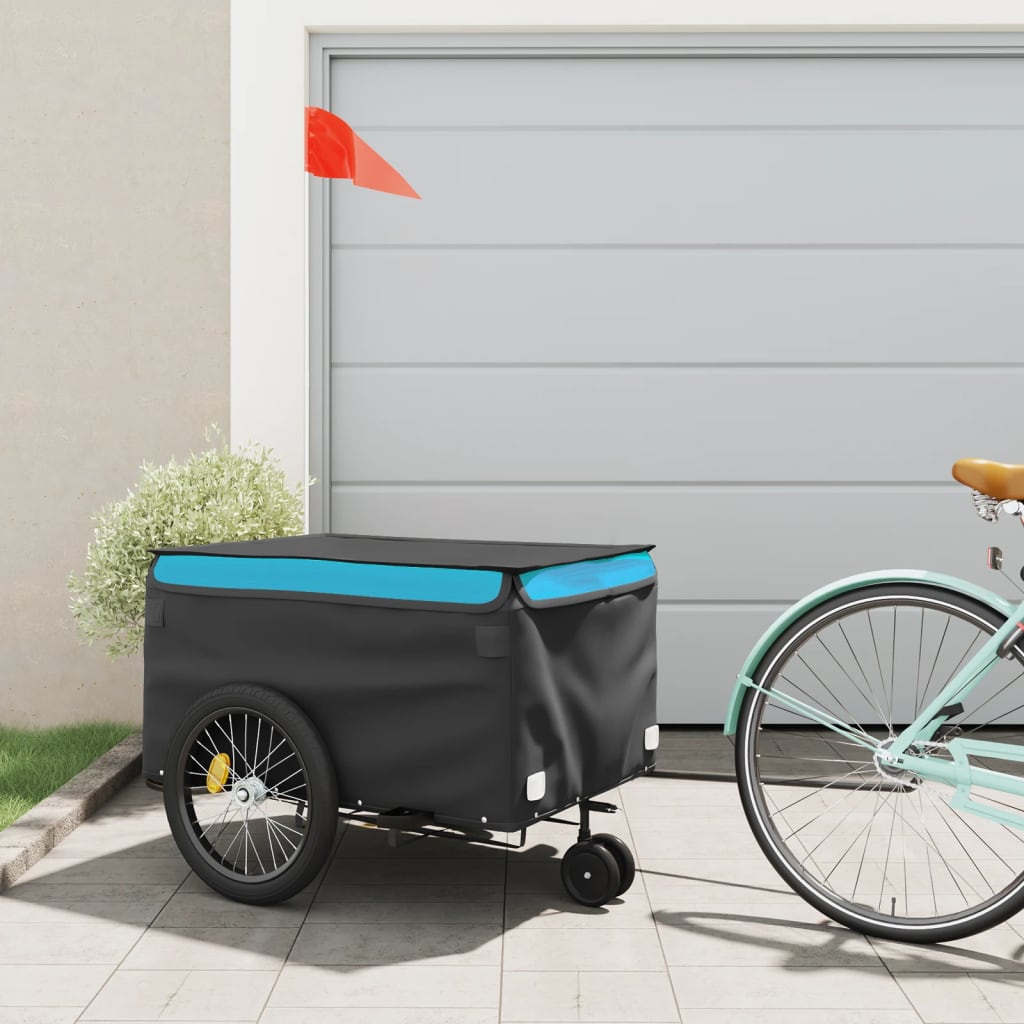 Bike Trailer Black and 45 kg Iron Height 59 cm Blue 137 cm 68 cm